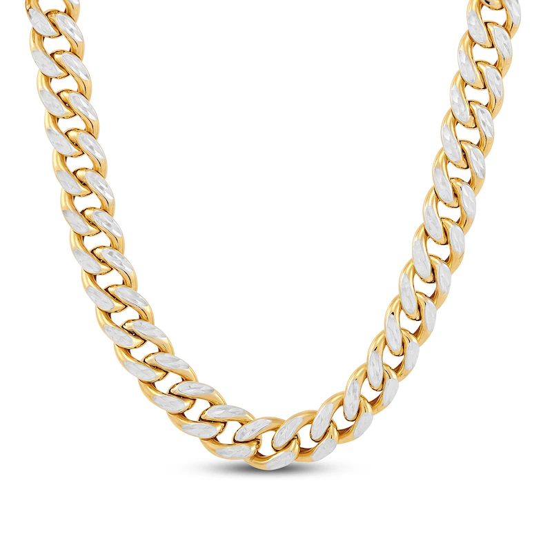 Hollow Curb Cuban Link Chain 10K Yellow Gold 11.15mm 22"