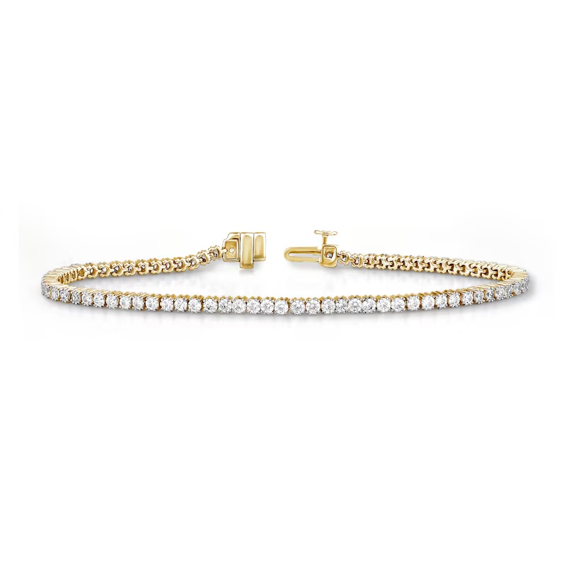 Diamond Tennis Bracelet 3 ct tw Round 14K Yellow Gold 7.25"