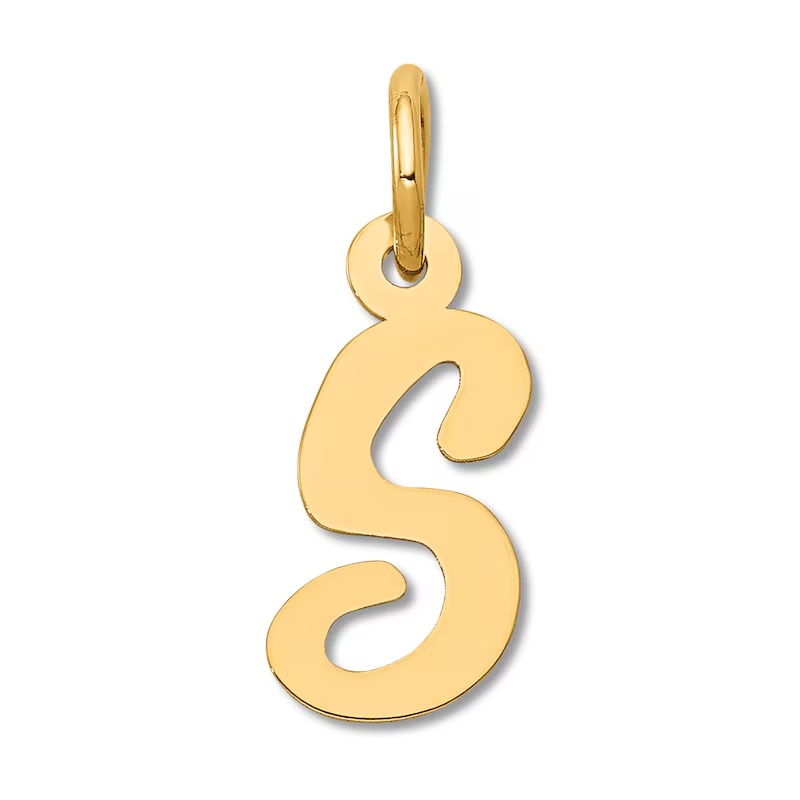 Small "S" Initial Charm 14K Yellow Gold