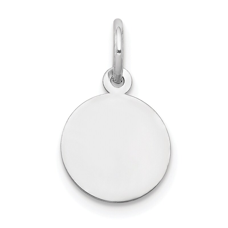 Engravable Round Disc Charm 14K White Gold