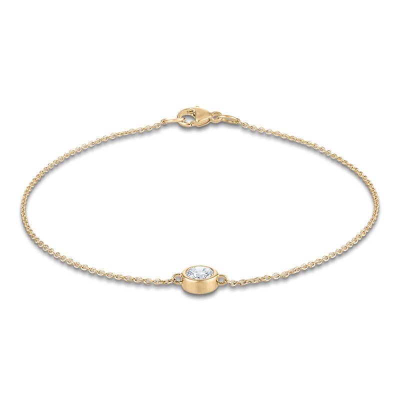 Round-Cut Lab-Grown Diamond Bezel-Set Solitaire Bracelet 1/4 ct tw 14K Yellow Gold 7.5" (SI2/F) 4 Round-Cut Lab-Grown Diamond Bezel-Set Solitaire Bracelet 1/4 ct tw 14K Yellow Gold 7.5" (SI2/F)