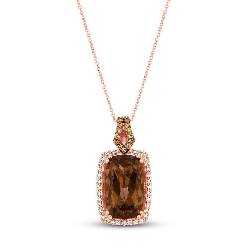 Le Vian Natural Smoky Quartz Necklace 3/8 ct tw Diamonds 14K Strawberry Gold