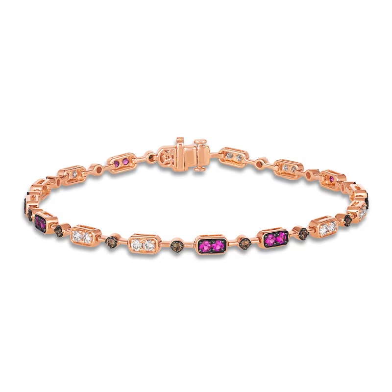 Le Vian Natural Ruby Bracelet 3/4 ct tw Diamonds 14K Strawberry Gold 7"