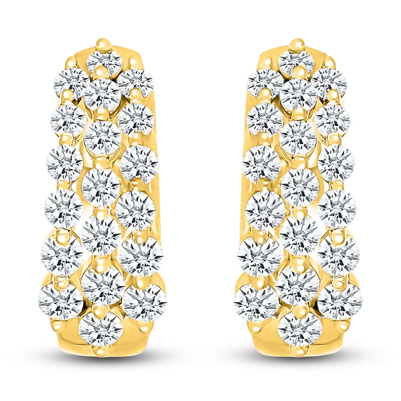 Diamond Three-Row Hoop Earrings 1 ct tw 10K Yellow Gold