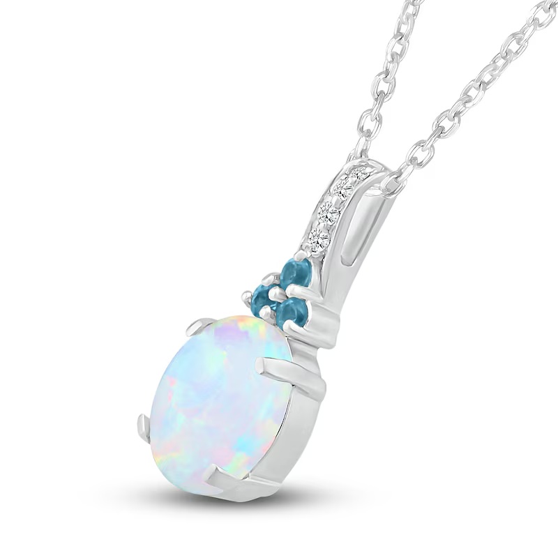 Lab-Created Opal Necklace Sterling Silver