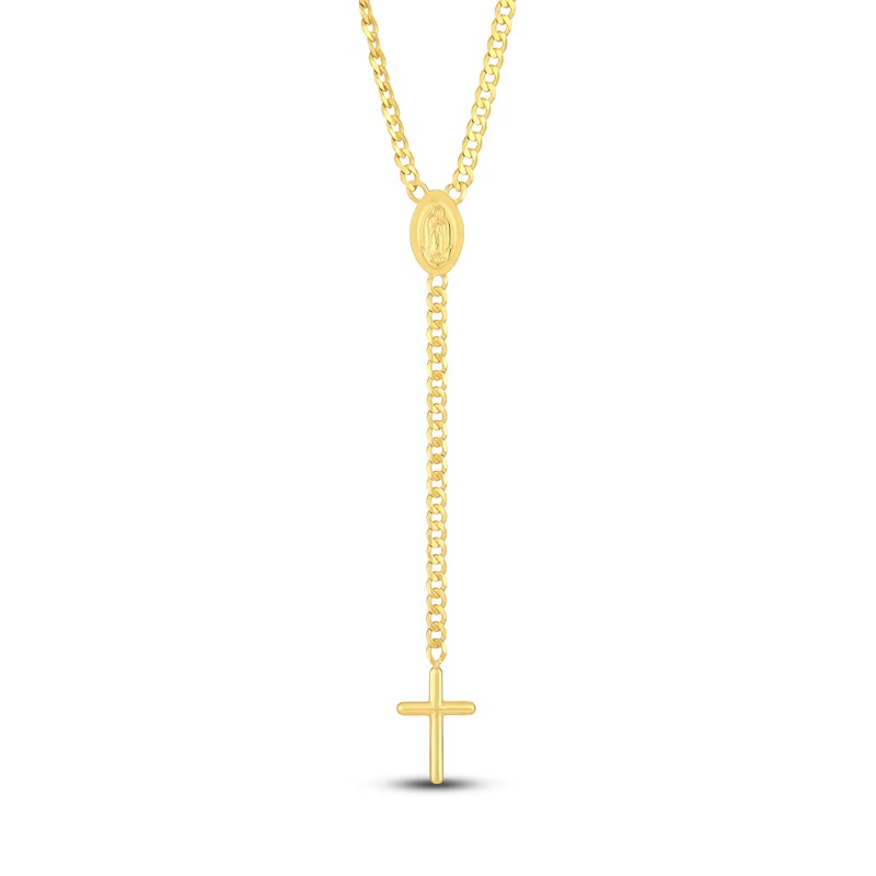 Madonna and Crucifix Choker 14K Yellow Gold 15" Adjustable